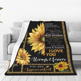 Jumsky Sunflower Throw Blanket Gifts for Mom Blanket Gift for Mother, Sunflower Love Mama Themed Bed Sofa Decoration Throws Mother’s Day Birthday Present 50"x60"