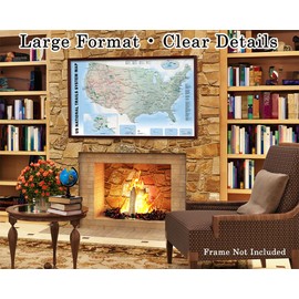 U.S. National Trails System Map 24x36 Unframed Poster–Topographic Hiking & Biking Trails Map of America - Detailed Routes, Historic Landmarks- For Nature & Outdoor Enthusiasts, Cabins & Vacation Homes