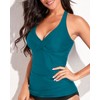 Tempt Me Women’s Teal Tankini Top Halter Tummy Control Swim
