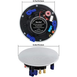 Herdio 320 Watts 2 Way Flush Mount Ceiling Speakers 4 Inches Perfect for Bathroom, Kitchen,Living Room,Office 4 Speakers