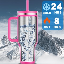 Greatyos 40 oz Tumbler with Handle and Flip Straw Lid - Upgraded Insulated Traveler Tumblers with Lids Straws Vacuum Leak Proof Stainless Steel 40oz Cup Mug Gifts for Men Women Him Her (Aurora)