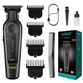 VGR 995 Cortapelos profesional para hombre Zero Gap Trimmer, cortapelos eléctrico inalámbrico con 4 peines, cortapelos USB-C, recortador silencioso de precisión para viajes