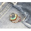 Cute Bird Bread Metal Enamel Lapel Pin Wheat Delicious Disc