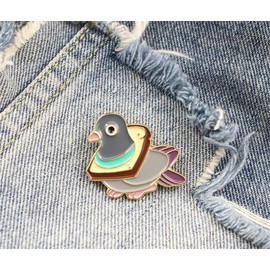 Cute Bird Bread Metal Enamel Lapel Pin Wheat Delicious Disc Collar Funny Cartoon Animal Brooch Shirt Badge Bag Lapel Jewelry Accessories Gift Metal, Metal
