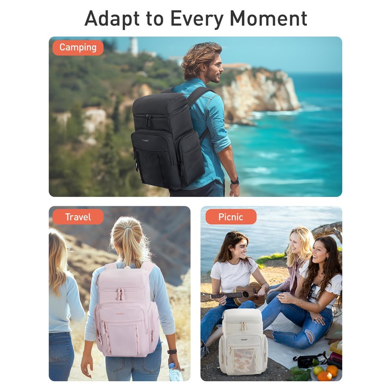 TOURIT Waterproof Cooler Backpack: 30 Cans Insulated Leakproof Portable Cooler