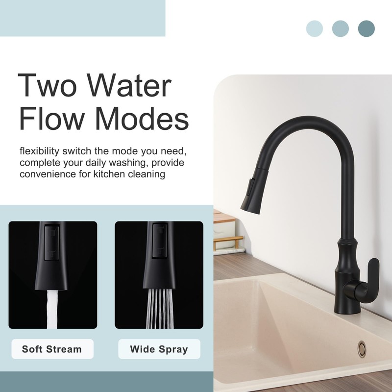 APLusee Kitchen Faucet Spray Head Pull Down, 2 Modes Sprayer