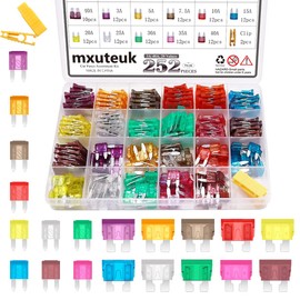 mxuteuk Pack of 252 Car Fuses Assortment Kit Car Fuses Standard and Mini Size with Fuse Puller (3A 5A 7.5A 10A 15A 20A 25A 30A 35A 40A) Replacement Fuses for Marine, Car, RV, Boat, Truck