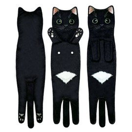 Hawgiman Hand Towels for Bathroom Kitchen,Cute Cat Quick-Dry Hanging Hand Towels Decorative for Bathroom Face Towels,Funny Gifts for Cat Lovers (Black)