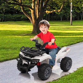Kids ATV 4 Wheeler, 6V Ride on Toy Car for Toddlers Boys & Girls w/1.8 Mph Max Speed, Wear-Resistant Wheels, Music, Kids Cars to Drive Battery Powered Four Wheeler for Toddler, White