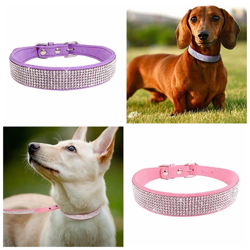 Rhinestone Dog Collar Cute Glitter Leather Collar for Cat Cat