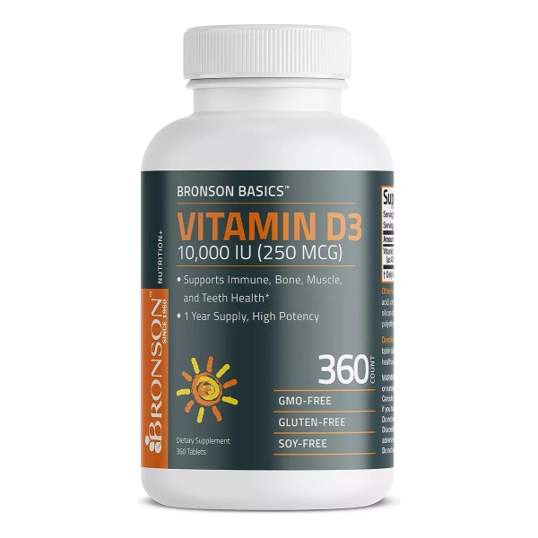 Bronson Vitamina D3 10,000 Ui (250 Mcg) Apoyo Inmunológico 360 Tabs
