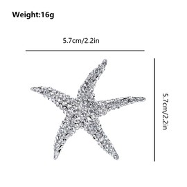 FAIRYGATE Rhinestone Brooch Women Crystal Beach Starfish Brooches Bouquet Clothes Wedding Bridal Jewelry Scarf Pins Silver Novelty Gift for Men Women Lady Girl B2647
