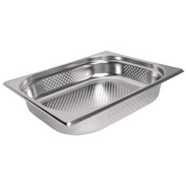 Vogue Stainless Steel Perforated 1/2 Gastronorm Tray 4 Litre / Depth: 65 mm, Silver - Fridge, Freezer, Blast Chiller & Oven Safe, K844