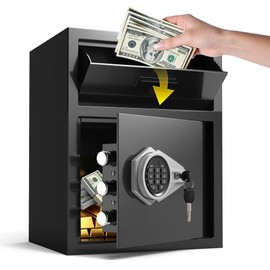 ANXINWEI 3.0 Cuft Depository Safe for Business, Cash Drop Safe with Anti-Fishing Slot, Digital Keypad, Emergency Key, Smart Alarm, Heavy Duty Money Safe for Office Home Store