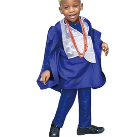 HD Ropa africana para niños, traje de dashiki bordado de 3 piezas, bata de agbada para niño, Azul-30, XX-Large