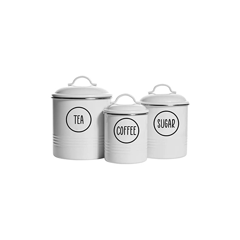 Tea Coffee Sugar Circle Modern Design Kitchen Jar Canister Labels