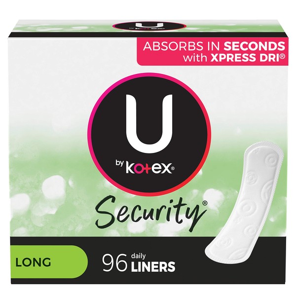 U by Kotex Security Lightdays Panty Liners, Light Absorbency, Long, Unscented, 96 Count