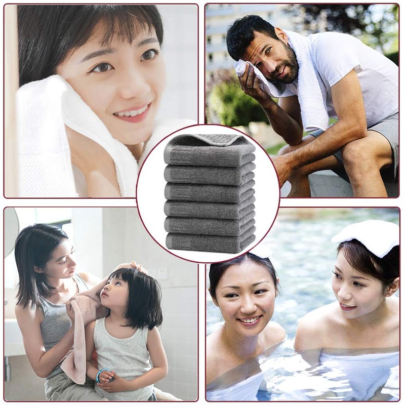TMVOK Hand Towels, Set of 6, Solid Color, Stylish, 100%