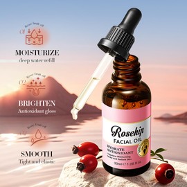 Natürliches Rosenöl Mit Antioxidantien – Feuchtigkeitsspendendes Gesichtsöl Mit Hagebuttenöl Für Anti-Aging & Straffung – Leichtes Pflegeöl Für Trockene Haut – 2er Pack Facial Oil