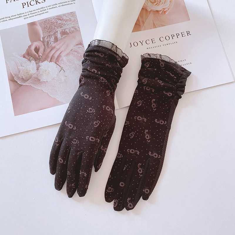 SEENFAAN Women's Summer Gloves, Cotton, UV Gloves, Sunscreen, Rough Hands,