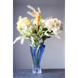 Bohemia Aurum Crystal Crystal Glass Vase12 " Centerpiece Flower Bud Vase Blue Bohemia Crystal Gift