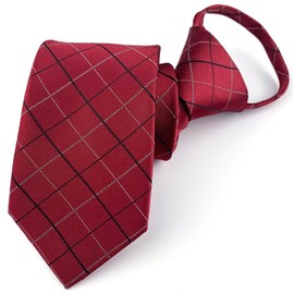 Elfeves Mens Big Boys Kid Zipper Neckties Extra Long Vintage ine Red Plaid Best Bridegroom Ties