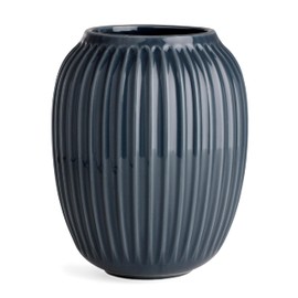 Kahler Hammershoi Vase, Anthracite Grey, 8.3" H x 6.7" D, Designed by Hans-Christian Bauer, Gift Box Included