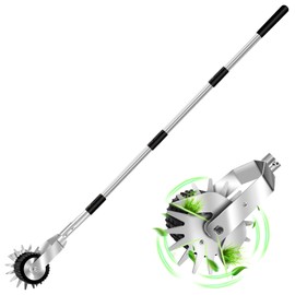 QWUIU Wheel Rotary Manual Edger Lawn Tool, Grass Edge Trimmer, Sidewalk Lawn Edger Tool, Adjustable 3 Sections Stainless Steel Handle, Ergonomic, 56"