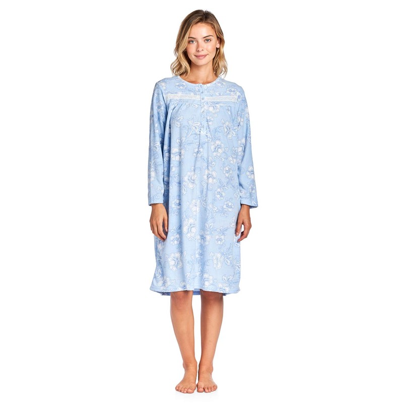 Casual Nights Women's Long Sleeve Micro Fleece Cozy Floral Night