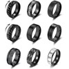YOVORO 9Pcs Stainless Steel Band Rings for Men Women Fidget