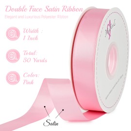 MAYREEL 1 Inch Pink Double Faced Satin Ribbon for Gift Wrapping Floral Bouquets Invitations Bows Crafts Party Wedding Valentine's Day Bridal Shower Mother's Day Decoration Sewing 50 Yards