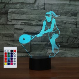 SUPERHONGJIHAO Night Light for Kids 3D Tennis Players Led Lamp with Remote Control 16 Color Changing Xmas Birthday Gift for Child