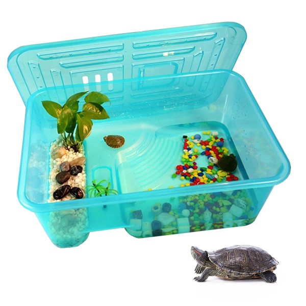 Kathson Turtle Tank Aquarium, Reptile Plastic Terrarium Safe Durable with