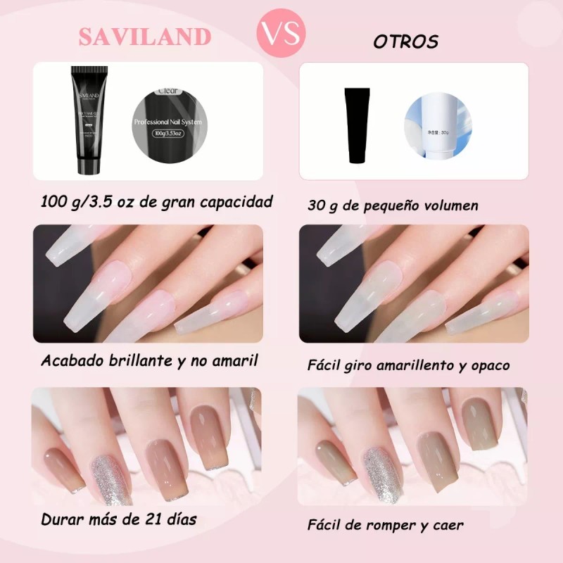 Saviland Polygel Uñas 100g Poligel Colore Básico 1 Pz Escoge