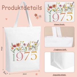 Xuniea Geschenke zum 50. Geburtstag für Frauen Baumwolltasche + Kosmetiktasche + Schlüsselanhänger Ruhestand Geschenke Geburtstagsgeschenke für Frauen Mütter Tante Schwester Beste Freundin