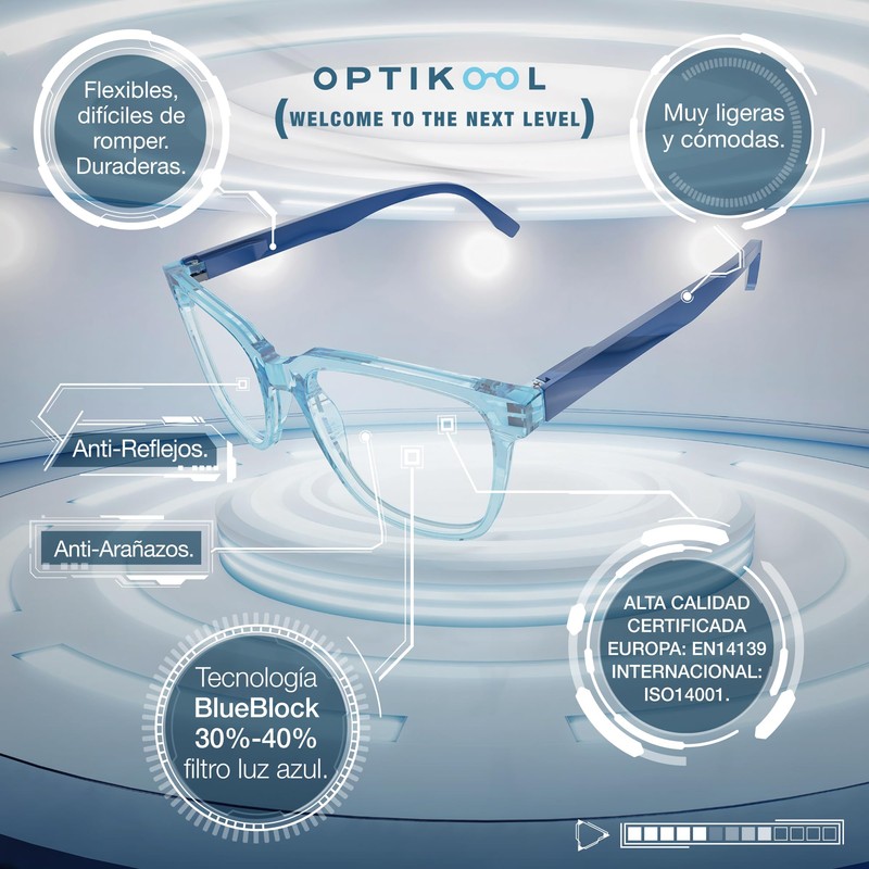 OPTIKOOL Blue Light Glasses for Theron 2.0, Black, One Size,