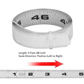 4FT 48 Inch Self Adhesive Measuring Tape, Peel and Stick Tape Measure, Adhesive Backed Double Scale Measuring Tape Ruler for Workbench, Table Saw, Drafting Table, White, Left to Ri