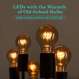 Edison Vintage LED Bulb 4W E26 Base A19 Incandescent Dimmable 40 Watt 2200K Soft Yellow Warm Amber Glow Lightbulb Perfect for Rustic Decor and Antique Style Lighting
