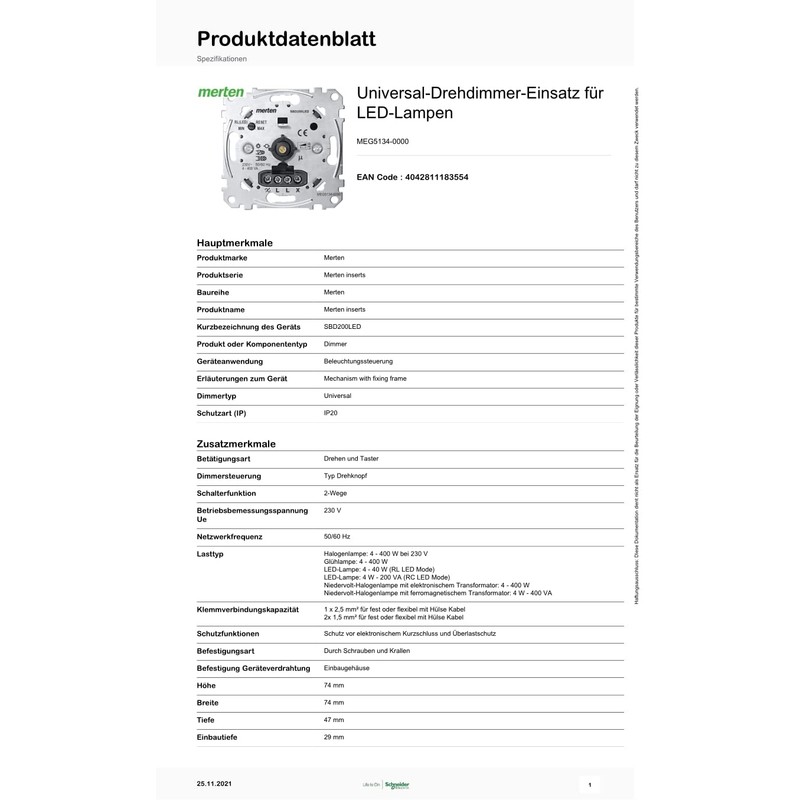 Merten MEG5134-0000 LED Dimmer Switch