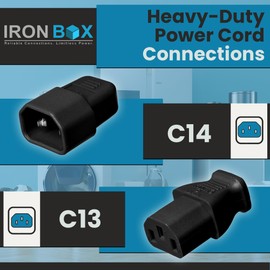 IronBox Electric C14 to C13 Power Cord - 10A/250V, 18/3 AWG SJT - UL Listed IEC Cable & Jumper Cords - Heavy Duty Power Extension Cord for Desktop Computer, Monitor, Projector, PDU & More (2ft, Red)