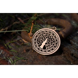 Windalf DAIMHIN Jewellery Pendant 2.8 cm Celtic Beech Bronze, Fabric jewellery bag