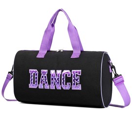 Dance Duffle Bag for Girls, Kids Toy Storage Bag,Weekend Bag,Overnight Bag,Gymnastics Bag Gift17"Lx9"Wx9"H (Purple)
