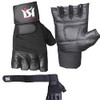 ISH Sports Leather Weight Lifting Gloves Long Wrist Wrap Gloves