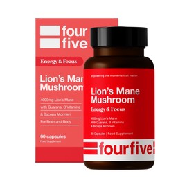 fourfive fourfive Lions Mane Mushroom Supplement (4000mg) Energy & Focus Blend with Vitamin B5, Support Brain Function, Focus & Energy - 60 Capsules