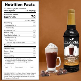 Syruvia Swiss Chocolate Mocha Syrup 25.4 fl oz, Perfect for Coffee & More