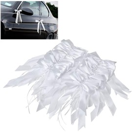 Willlingood Pack of 100 Antenna Bows, Wedding Car Ribbon, Wedding Decoration for the Car (White)