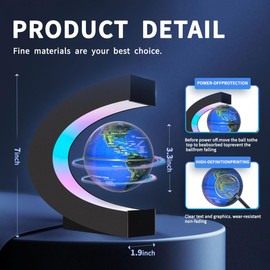 Poojaed Magnetic Levitating Floating Globe with LED Lights, Cool Gadgets C Frame Globe Lamp for Men Father Husbands Boys and Girls, Cool Tech Item for Office Home Bookshelf Desk Decor