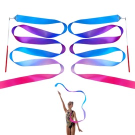 2-Pack Gradient Gymnastics Ribbons – 78.7 Inch Dance Ribbon with 11.8 Inch Wand, Artistic & Rhythmic Performance