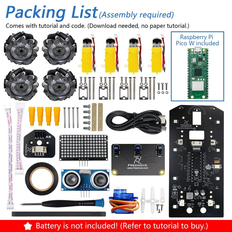 Freenove Mecanum Wheel Car Kit for Raspberry Pi Pico W