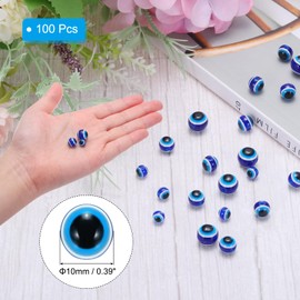 PATIKIL Evil Eye Perlen, 100 Stück, Kunstharz, türkischer böser Blick, rund, Abstandshalter, Anhänger, Verbindungsstück für Bastelarbeiten, Armbänder, Halsketten, Ohrringe, Hellblau